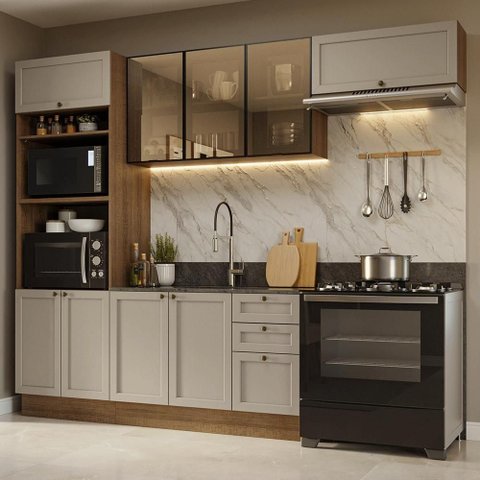 Cozinha Completa Vik 9 Portas 3 Gavetas MDP 270cm Madesa