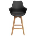 Ver imagem 1 de Banqueta com Braços Joly Wood Or Designer Assento em Polipropileno Preto Base Madeira