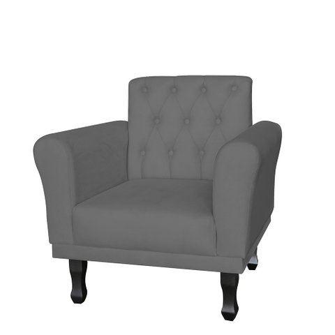 Poltrona Decorativa Classic Capitonê Suede Diversas Cores - DS Estofados - Cinza
