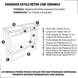 Aparador Vintage Retrô Rustico de Madeira Maciça Cor Imbuia - 2