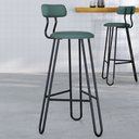 Ver imagem 2 de Kit 04 Banqueta Alta Bar Cozinha Sala de Jantar Áris C01 Preto Courino Verde Sálvia - Lyam Decor