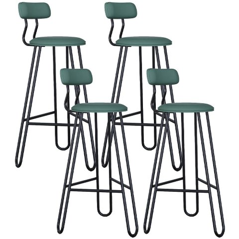 Kit 04 Banqueta Alta Bar Cozinha Sala de Jantar Áris C01 Preto Courino Verde Sálvia - Lyam Decor