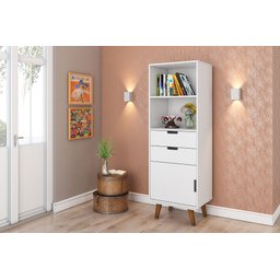 Estante para Livros 1 Porta 2 Gavetas 162cmx55cm Paris Retrô - 1