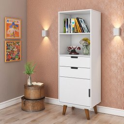 Estante para Livros 1 Porta 2 Gavetas 162cmx55cm Paris Retrô - 6