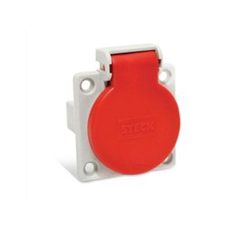 Tomada de Embutir 2P+T 20a 250v Quasar Tampa Vermelha- Steck - 1