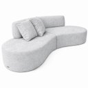 Ver imagem 5 de Sofa Virgínia Curvo em Bouclé Kit com Puff | Conforto e Design Moderno