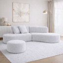 Ver imagem 4 de Sofa Virgínia Curvo em Bouclé Kit com Puff | Conforto e Design Moderno