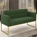 Ver imagem 2 de Sofá Namoradeira Base Industrial Dourado Ana Suede Verde - Ibiza