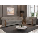 Ver imagem 2 de Poltrona Decorativa 121cm Pugle Linho Camurça Cinza - Sallar Home