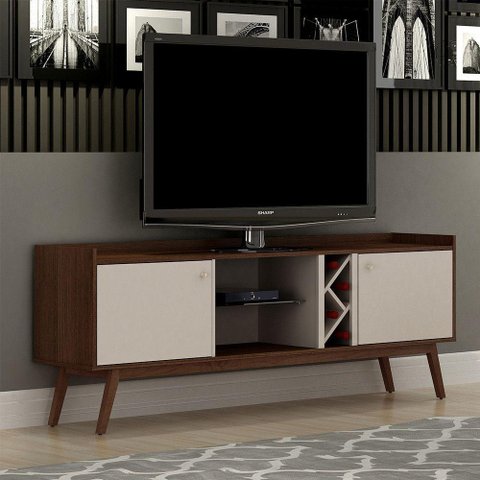 Rack para Tv até 60 Polegadas 2 Porta Rio de Janeiro Valdemóveis Chocolate/off White
