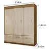 Guarda-Roupa Casal 5 Portas 1 Gaveta Salvador Mapi Móveis - 4