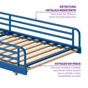 Ver imagem 3 de Cama Auxiliar em Ferro Aço Carbono Tubular Teko Casatema MadeiraOriginals Azul/Álamo