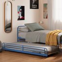 Ver imagem 4 de Cama Auxiliar em Ferro Aço Carbono Tubular Teko Casatema MadeiraOriginals Azul/Álamo