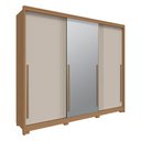 Ver imagem 1 de Guarda Roupa Casal New Guarapari 3 Portas Deslizantes com Espelho - Carvalho/off White