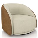 Ver imagem 1 de Poltrona Decorativa Orgânica Giratória Lya M22 Bouclê Bege/sintético Marrom - Mpozenato