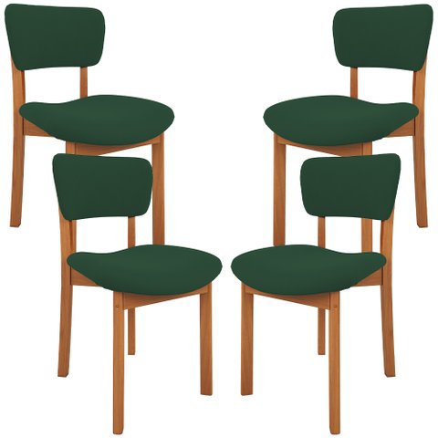 Kit 04 Cadeiras para Sala de Jantar Cozinha Living Estofada Dara L02 Suede Verde Musgo - Lyam Decor
