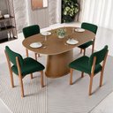 Ver imagem 2 de Kit 04 Cadeiras para Sala de Jantar Cozinha Living Estofada Dara L02 Suede Verde Musgo - Lyam Decor