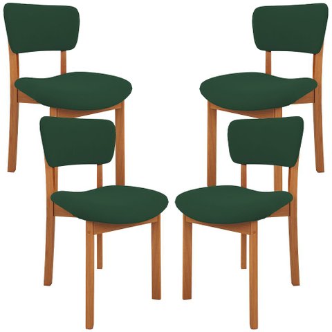 Kit 04 Cadeiras para Sala de Jantar Cozinha Living Estofada Dara L02 Suede Verde Musgo - Lyam Decor