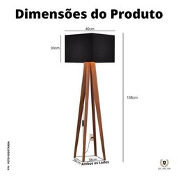 Luminária De Quarto Sala Abajur Decoração De Chão Elegante Luna:Preto - 3