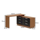 Ver imagem 2 de Mesa Escrivaninha com Cômoda Rocher 6 Gavetas Preto/freijó - Pnr Móveis