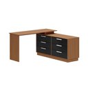 Ver imagem 1 de Mesa Escrivaninha com Cômoda Rocher 6 Gavetas Preto/freijó - Pnr Móveis