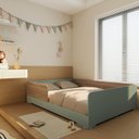 Ver imagem 1 de Cama Infantil Montessoriana Casal Mark em MDF Verde/Verti/Louro Freijó Grann