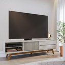 Ver imagem 2 de Conjunto de Painel e Bancada para TV Noa 75 Polegadas Off White Freijó Colibri Móveis