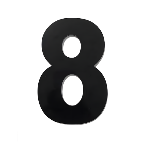 Algarismo Grande 8 Numeral 185mm Preto em Aluminio