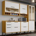 Ver imagem 1 de Armário de Cozinha Modulada com Balcão e Tampo 11 Portas 4 Gavetas Ágata 100% Mdf Vidro Reflecta Amê