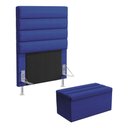 Ver imagem 1 de Cabeceira Atlas e Calçadeira Baú Ursa 90 para Cama de Solteiro A-019 Couro Azul Aradecor