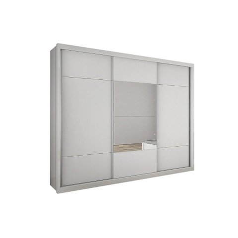 Guarda Roupas 3 Portas de Correr e 4 Gavetas C/ Espelho Arezzo Plus Branco - Novo Horizonte