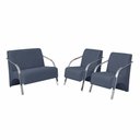 Ver imagem 1 de Conjunto Poltronas Vênus Pés Alumínio D Salla Suede Azul Bic