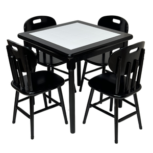 Conjunto de Mesa Jantar Mosaico com 4 Cadeiras Branco - Dg Móveis:preta