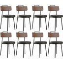 Ver imagem 1 de Kit 08 Cadeiras Estofada Para Sala De Jantar Barcelona L02 Couríssimo Marrom Linho Chumbo - Lyam