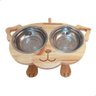 Mesa Comedouro Pet para Cachorros Grande com Dois Bowls Inox:marrom-claro - 2