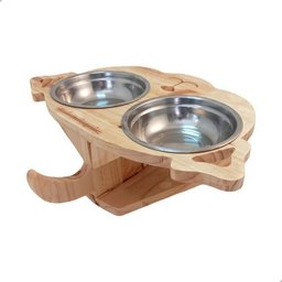 Mesa Comedouro Pet para Cachorros Grande com Dois Bowls Inox:marrom-claro - 5