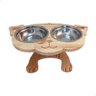 Mesa Comedouro Pet para Cachorros Grande com Dois Bowls Inox:marrom-claro - 1