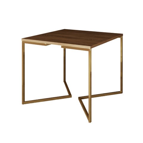 Mesa de Jantar Industrial Redonda Amêndoa 110cm Base V Dourada