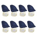 Ver imagem 1 de Kit 08 Cadeiras Poltrona de Jantar Bela Veludo Azul Marinho Base Metálica Luxo Dourado - Pallazio