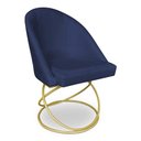 Ver imagem 3 de Kit 08 Cadeiras Poltrona de Jantar Bela Veludo Azul Marinho Base Metálica Luxo Dourado - Pallazio