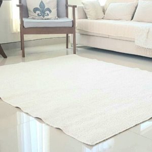 Tapete Algodão Par Sala/Quarto - 2,50 x 2,50 - Cor Cru Pelo Baixo