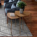 Ver imagem 1 de Conjunto de Mesas Laterais Bend Triangular MDF Metal Pintado 54cm Louro com Dourado