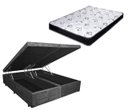Ver imagem 1 de Cama Box Baú Casal Bi-Partido Green Cinza Suede + Colchão Espuma D28 138x188x15