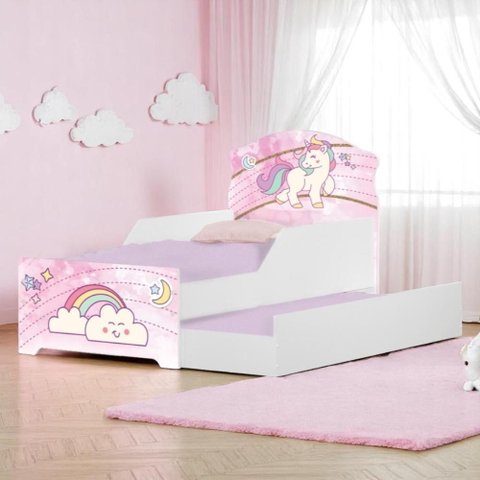 Bicama Mini Snap Unicórnio Rosa com Colchões