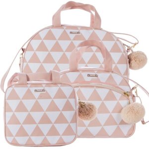 Bolsa Maternidade Marrocos Triângulo Rosê - 3 Peças