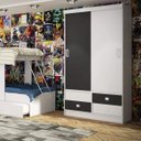 Ver imagem 1 de Guarda-Roupa Solteiro 2 Portas 4 Gavetas 1450 Preto/Branco