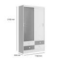Ver imagem 4 de Guarda-Roupa Solteiro 2 Portas 4 Gavetas 1450 Preto/Branco