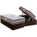 Ver imagem 1 de Cama Box Baú Solteiro: Colchão Espuma D33 Herval Long Live + Base Crc Suede Brown (88x188)