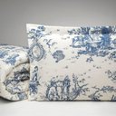 Ver imagem 2 de Kit Edredom Casal Queen Nobreza 03 Peças Percal 180 Fios Estampado - Palha com Azul