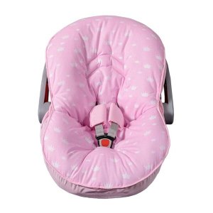 Capa para Bebê Conforto Coroa Rosa - 3 Peças